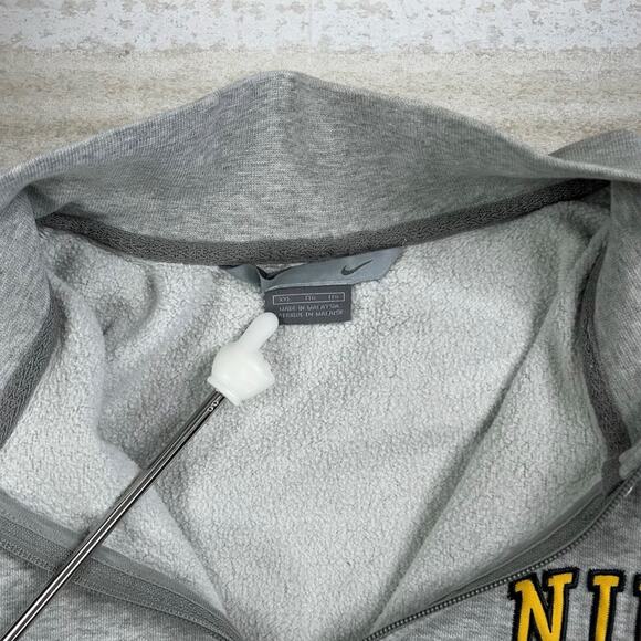 Vintage Nike Jacket Grey Cotton Yellow Spellout Black Swoosh Quarter Zip Y2K - Picture 3 of 4